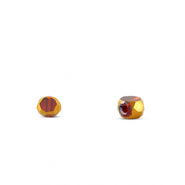 Glas Perlen Irregular Red transparent-gold