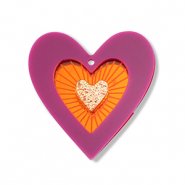 Statement-Anhänger Heart Purple-orange-gold