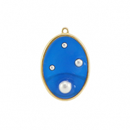 Anh&auml;nger aus Resin Oval with Pearls Gold-blue-white