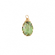 Anh&auml;nger aus Resin with Imitation Shell Oval Gold-ocean green