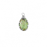Anh&auml;nger aus Resin with Imitation Shell Oval Silver-ocean green