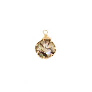 Anh&auml;nger aus Resin with Imitation Shell Round Gold-taupe