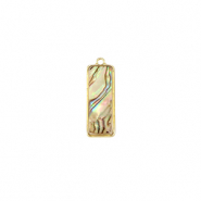 Anh&auml;nger aus Resin with Imitation Shell Rectangle Gold-taupe