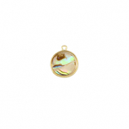 Anh&auml;nger aus Resin with Imitation Shell Round Gold-taupe