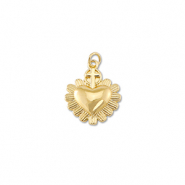TQ Metall Brass Anh&auml;nger Heart with Cross Gold