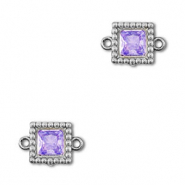 Zwischenst&uuml;cke aus Stainless Steel - Rostfreiem Stahl Zirkonia Square Silver-purple
