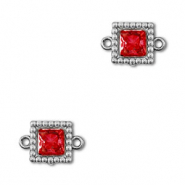 Zwischenst&uuml;cke aus Stainless Steel - Rostfreiem Stahl Zirkonia Square Silver-red