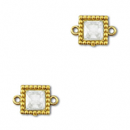 Zwischenst&uuml;cke aus Stainless Steel - Rostfreiem Stahl Zirkonia Square Gold-transparent