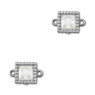 Zwischenst&uuml;cke aus Stainless Steel - Rostfreiem Stahl Zirkonia Square Silver-transparent