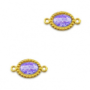 Zwischenst&uuml;cke aus Stainless Steel - Rostfreiem Stahl Zirkonia Oval Gold-purple