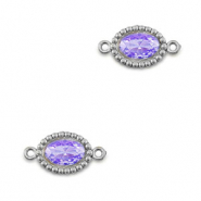 Zwischenst&uuml;cke aus Stainless Steel - Rostfreiem Stahl Zirkonia Oval Silver-purple