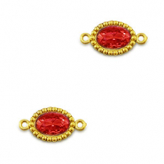 Zwischenst&uuml;cke aus Stainless Steel - Rostfreiem Stahl Zirkonia Oval Gold-red