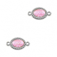 Zwischenst&uuml;cke aus Stainless Steel - Rostfreiem Stahl Zirkonia Oval Silver-light pink