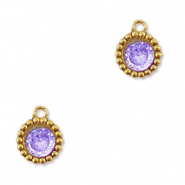 Anh&auml;nger aus Stainless Steel - Rostfreiem Stahl Zirkonia Round Gold-purple