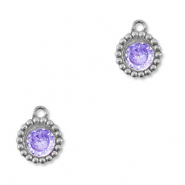 Anh&auml;nger aus Stainless Steel - Rostfreiem Stahl Zirkonia Round Silver-purple
