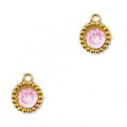 Anh&auml;nger aus Stainless Steel - Rostfreiem Stahl Zirkonia Round Gold-light pink