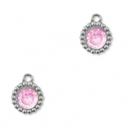 Anh&auml;nger aus Stainless Steel - Rostfreiem Stahl Zirkonia Round Silver-light pink