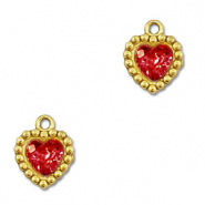 Anh&auml;nger aus Stainless Steel - Rostfreiem Stahl Zirkonia Heart Gold-red