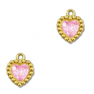Anh&auml;nger aus Stainless Steel - Rostfreiem Stahl Zirkonia Heart Gold-light pink