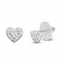 TQ Metall Brass Ohrringe / Ohrstecker Zirkonia Heart Silver