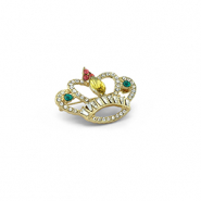 Broschen Crown Gold-green-pink