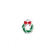 Anh&auml;nger Metall Christmas Wreath Silber-gr&uuml;n-rot
