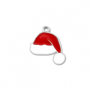 Anh&auml;nger Metall Santa Hat Silber-rot-wei&szlig;