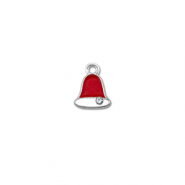 Anh&auml;nger Metall Zirkonia Christmas Bell Silber-rot-wei&szlig;