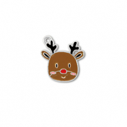 Anh&auml;nger Metall Reindeer Silber-braun-rot-schwarz