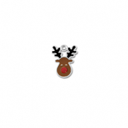 Anh&auml;nger Metall Reindeer Silber-braun-rot-schwarz