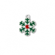 Anh&auml;nger Metall Zirkonia Snowflake Silber-gr&uuml;n-rot