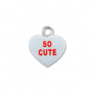 Anh&auml;nger aus Resin Heart "SO CUTE" Light blue-red