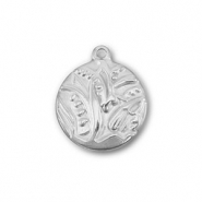 Anhänger aus Stainless Steel - Rostfreiem Stahl Round with Plant Silver