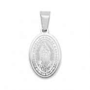 Anhänger aus Stainless Steel - Rostfreiem Stahl Oval Religious Silver