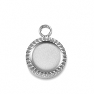 Geburtsstein Anh&auml;nger mit Fassung f&uuml;r SS16 Flatback Rostfreiem Stahl Silver