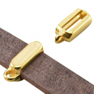 Metall DQ Schieber mit &Ouml;se rechteckig (f&uuml;r DQ Leder flach 10mm) Gold (Nickelfrei)