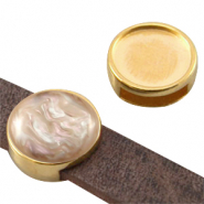Metall DQ Schieber Fassungen f&uuml;r 12mm Cabochon (f&uuml;r Leder flach 10mm) Gold (Nickelfrei)