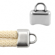 Metall DQ Endkappen mit Öse für 5mm Band Antik silber (Nickelfrei)