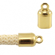 Metall DQ Endkappen mit Öse für 5mm Band Gold (Nickelfrei)