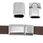 Metall DQ Magnetverschluss f&uuml;r 10mm flach Leder Antik silber (Nickelfrei)