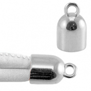 Metall DQ Endkappen mit Öse Antik silber (Nickelfrei)