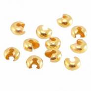Metall DQ Quetsch-Kaschierperlen f&uuml;r Quetschperlen 4mm Gold (Nickelfrei)