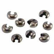 Metall DQ Quetsch-Kaschierperlen f&uuml;r Quetschperlen 4mm Silber anthrazite (Nickelfrei)