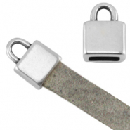 Metall DQ Endkappen viereckig (für 5mm flach Leder) Antik silber (Nickelfrei)