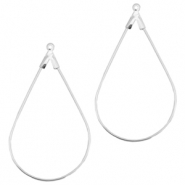Zubeh&ouml;r Metall DQ Creolen H&auml;nger oval Silber (Nickelfrei)