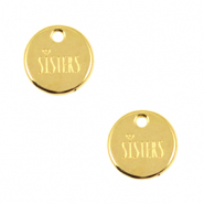 Anh&auml;nger Metall DQ 12mm "sisters" Gold (Nickelfrei)