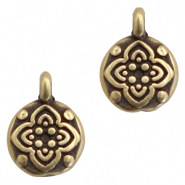 Anhänger Metall DQ mit Blume Antik bronze (Nickelfrei)