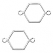 Anhänger Metall DQ Zwischenstück Hexagon Antik silber (Nickelfrei)