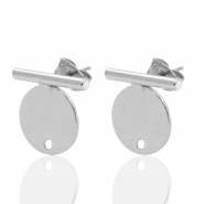 Zubeh&ouml;r Metall DQ Earpin Bar mit Zirkel 20x14mm Antik silber (nickelfrei)