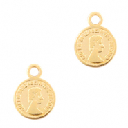 Anh&auml;nger Metall DQ M&uuml;nze 8mm Gold (Nickelfrei)